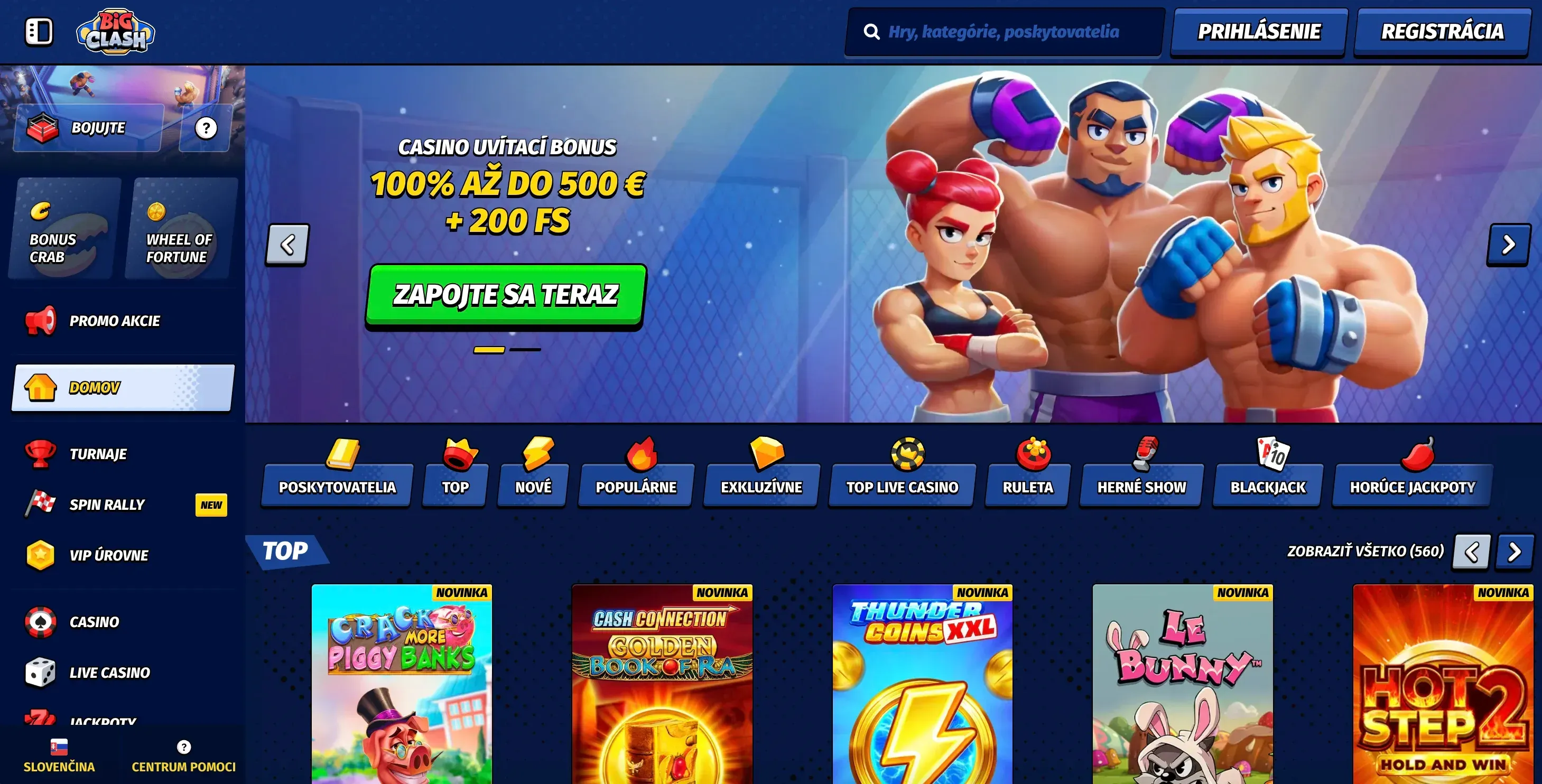 Domovská stránka Bigclash casino